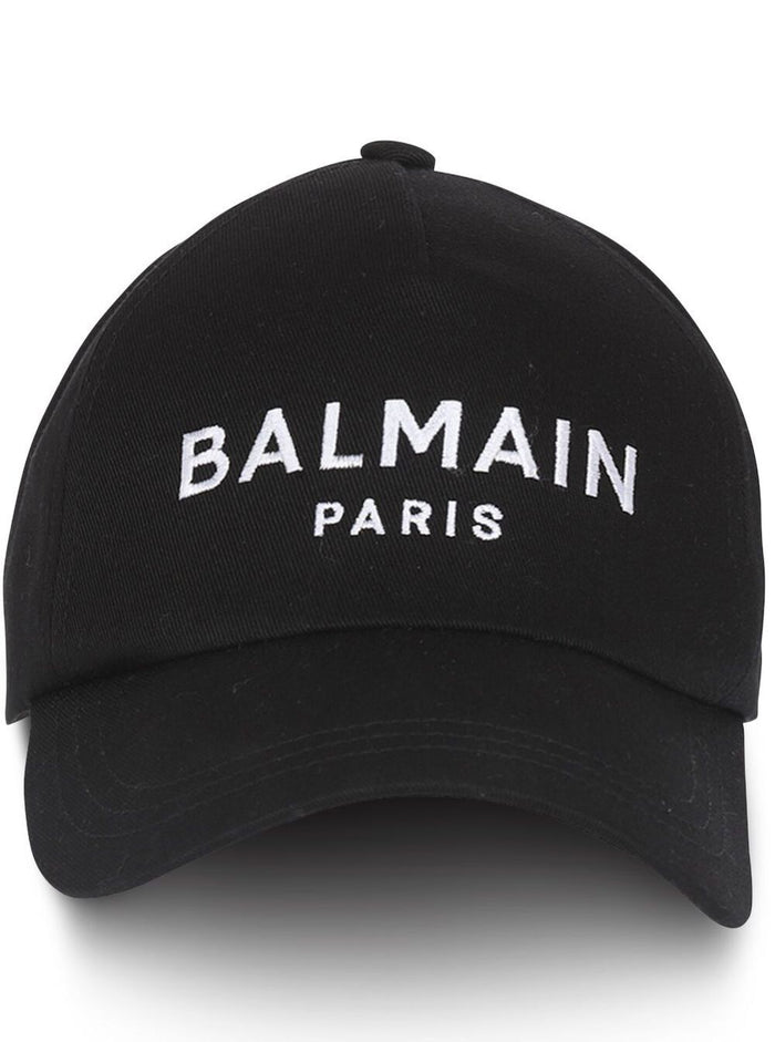 Black Baseball Cap With Contrasting Logo Cotton Woman Hats And Gloves