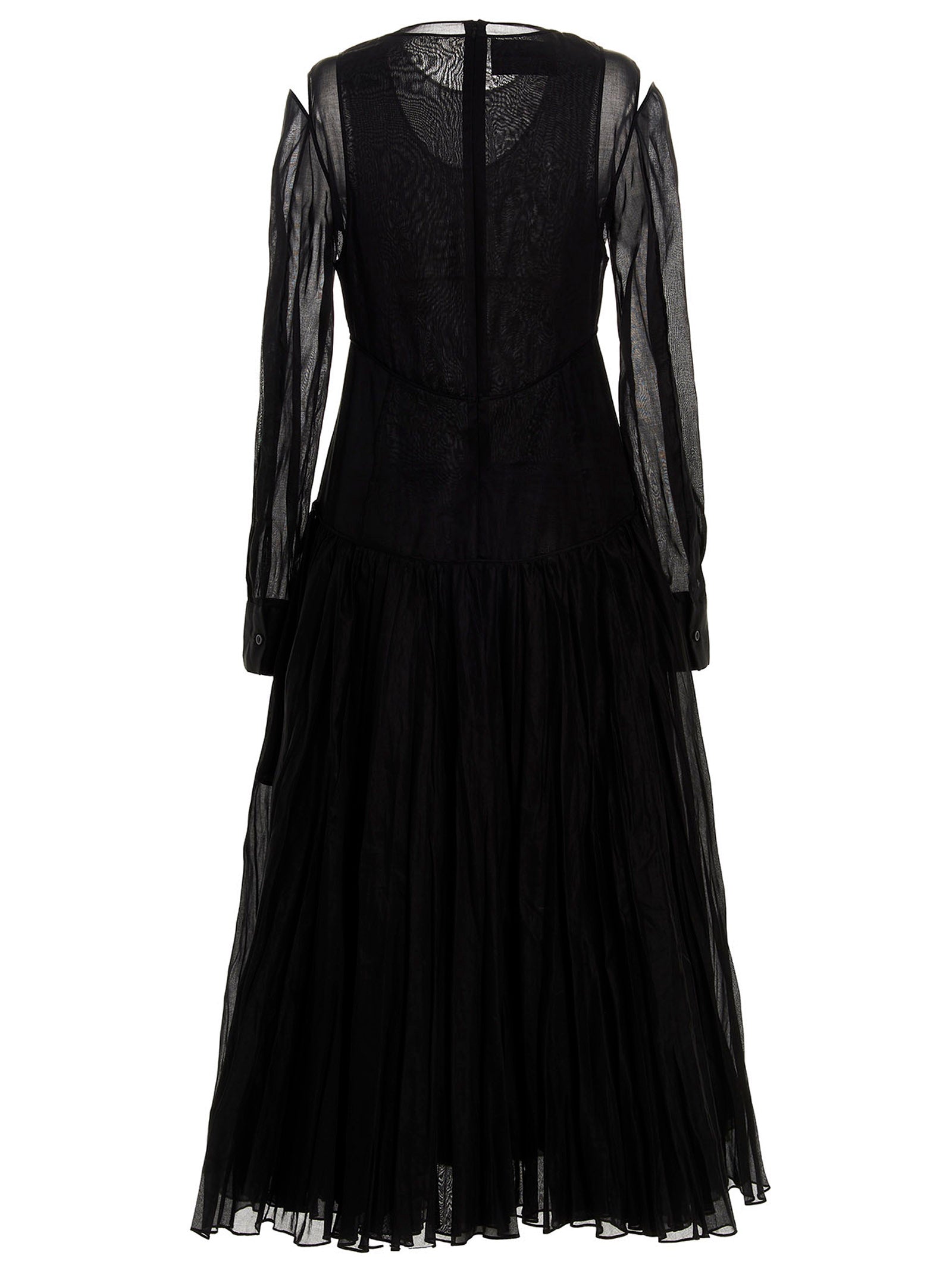 Pleated skirt dress Black Cotton