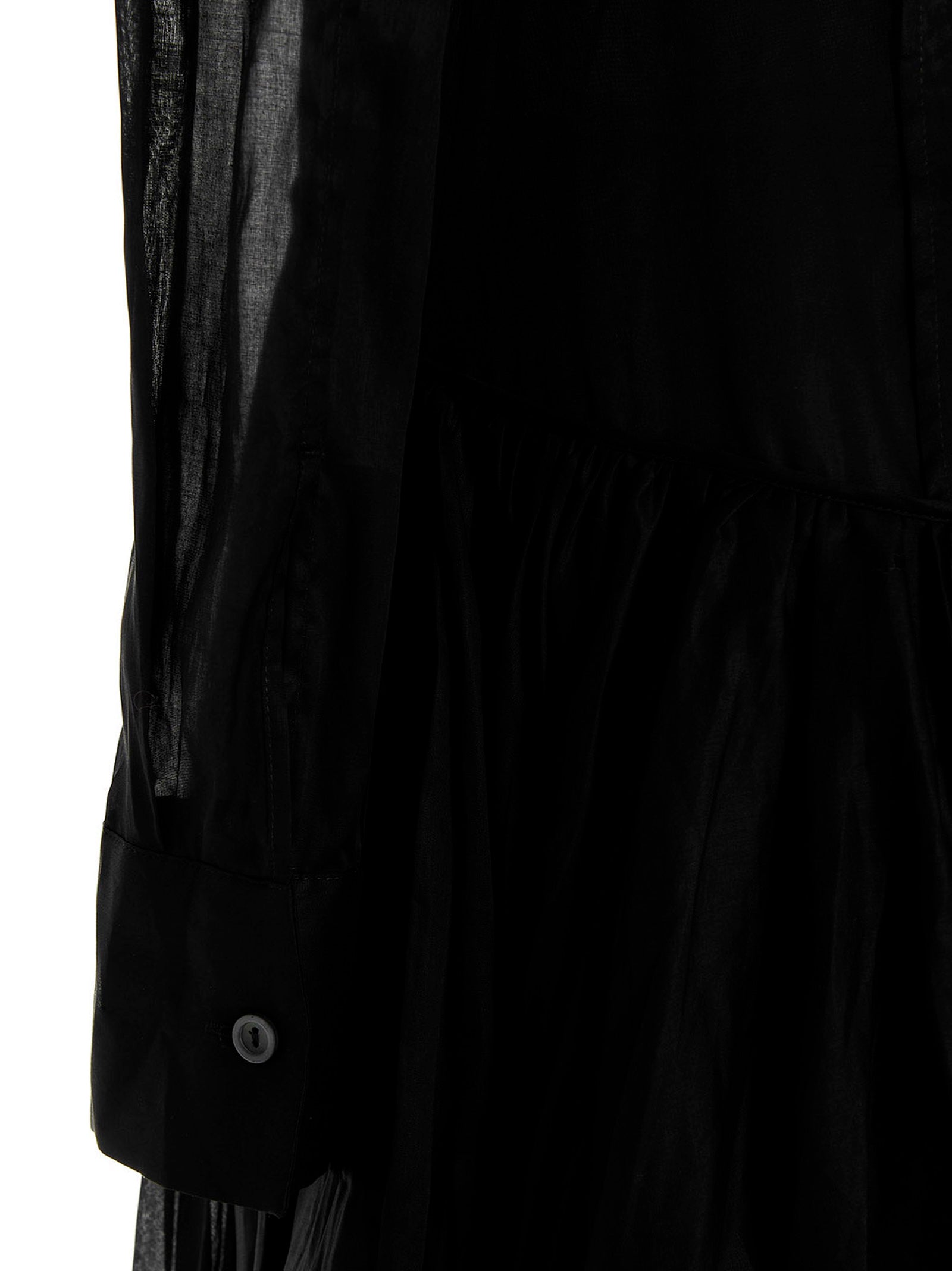 Pleated skirt dress Black Cotton