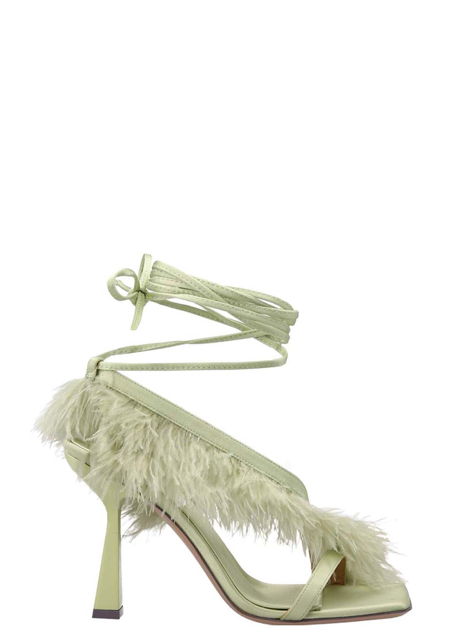 Feather Wrap sandals Green Viscose Linen