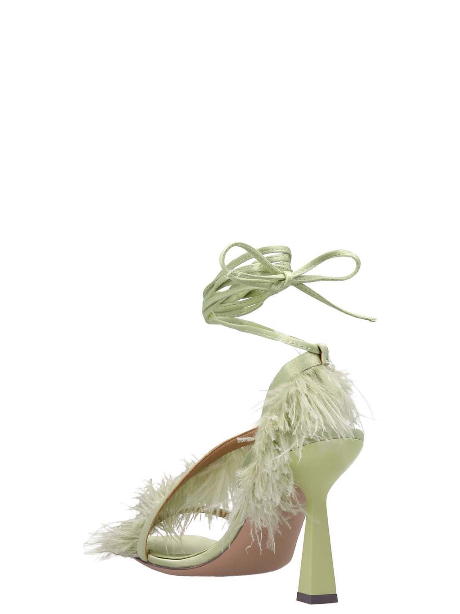 Feather Wrap sandals Green Viscose Linen