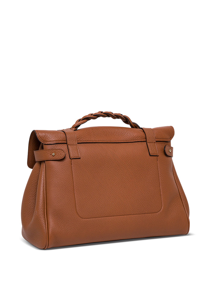 Alexa Heavy Grain Brown Leather Oversize Handbag Bovine Crossbody Bags