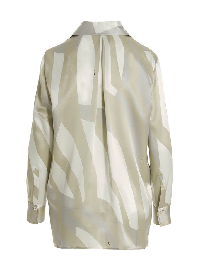 Printed Shirt Beige Silk Shirt, Blouse