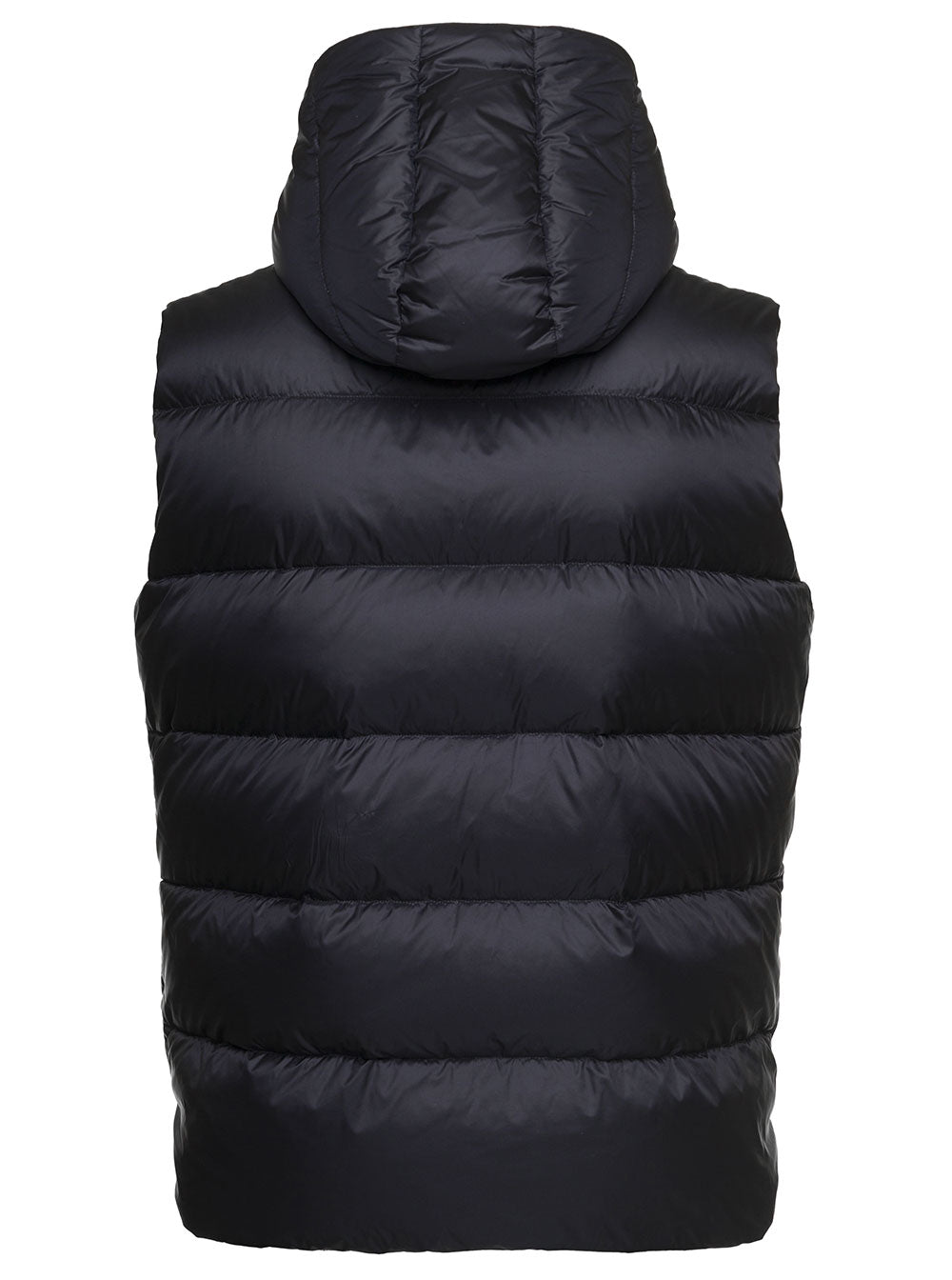 Poseidon Black Down Vest With Detachable Hood Nylon Man Blazers