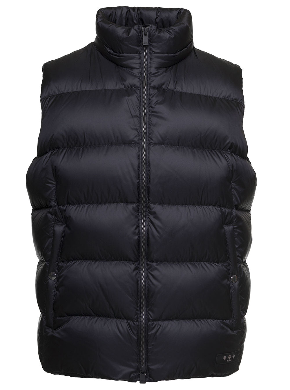 Poseidon Black Down Vest With Detachable Hood Nylon Man Blazers