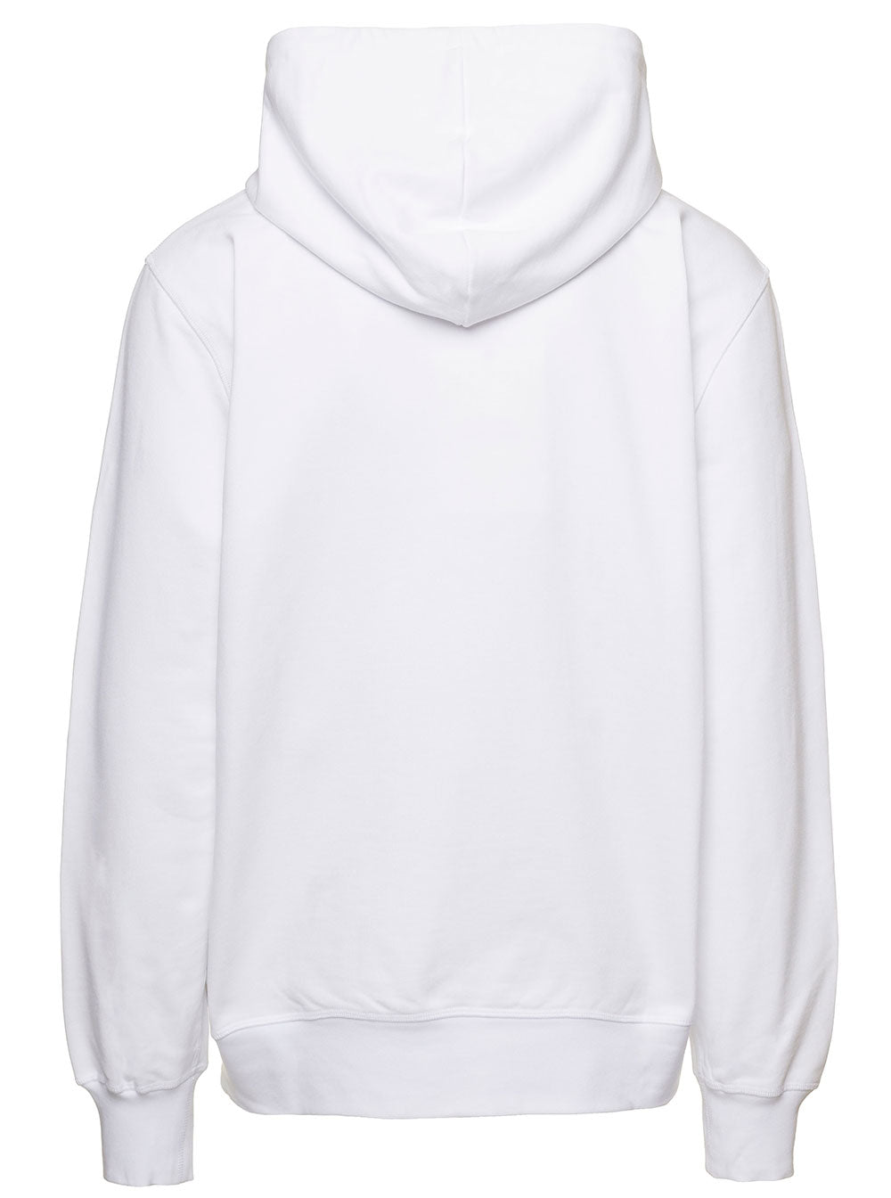 White Hoodie With Logo Print Cotton Man Sweatshirts