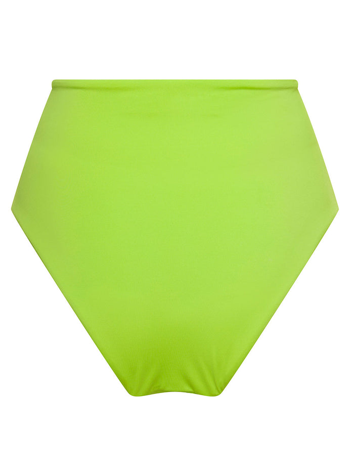 High Waisted Bikini Bottom With Ruched Detailing Green Polyamide Woman Elastane Beachwear