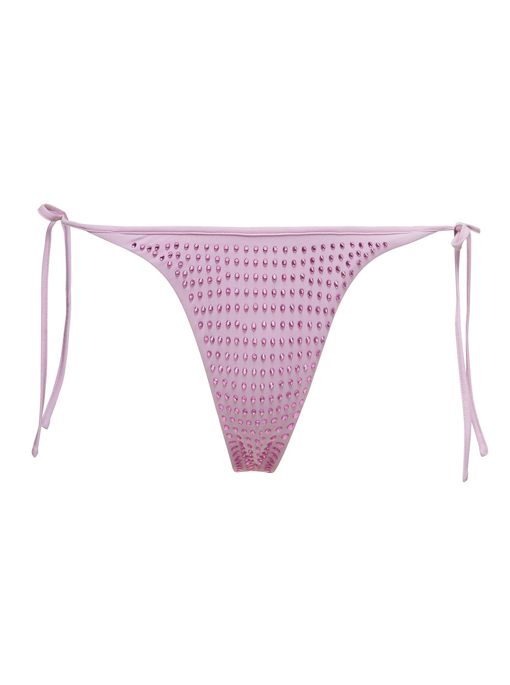 Bikini Slip With All-Over Crystal Embellishment Lilac Polyammide Woman Violet Recycled Polyamide Spandex Beachwear