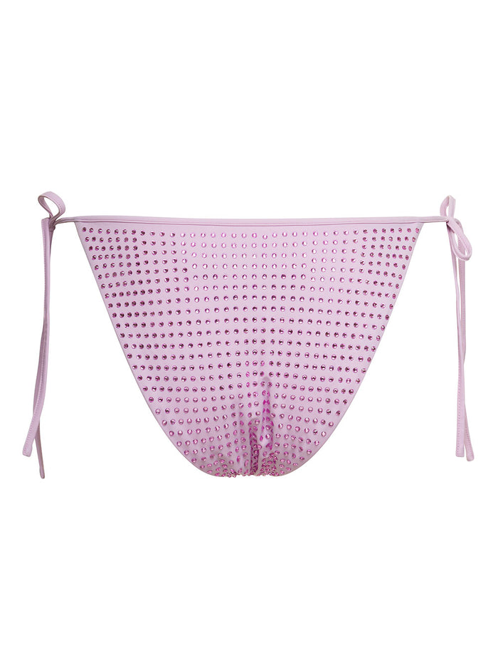 Bikini Slip With All-Over Crystal Embellishment Lilac Polyammide Woman Violet Recycled Polyamide Spandex Beachwear