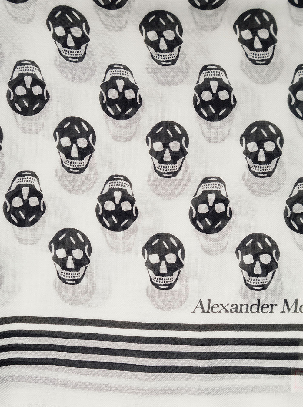 Alexander Mcqueen Womans Biker Skull White And Black Modal Scarf Scarfs Foulards