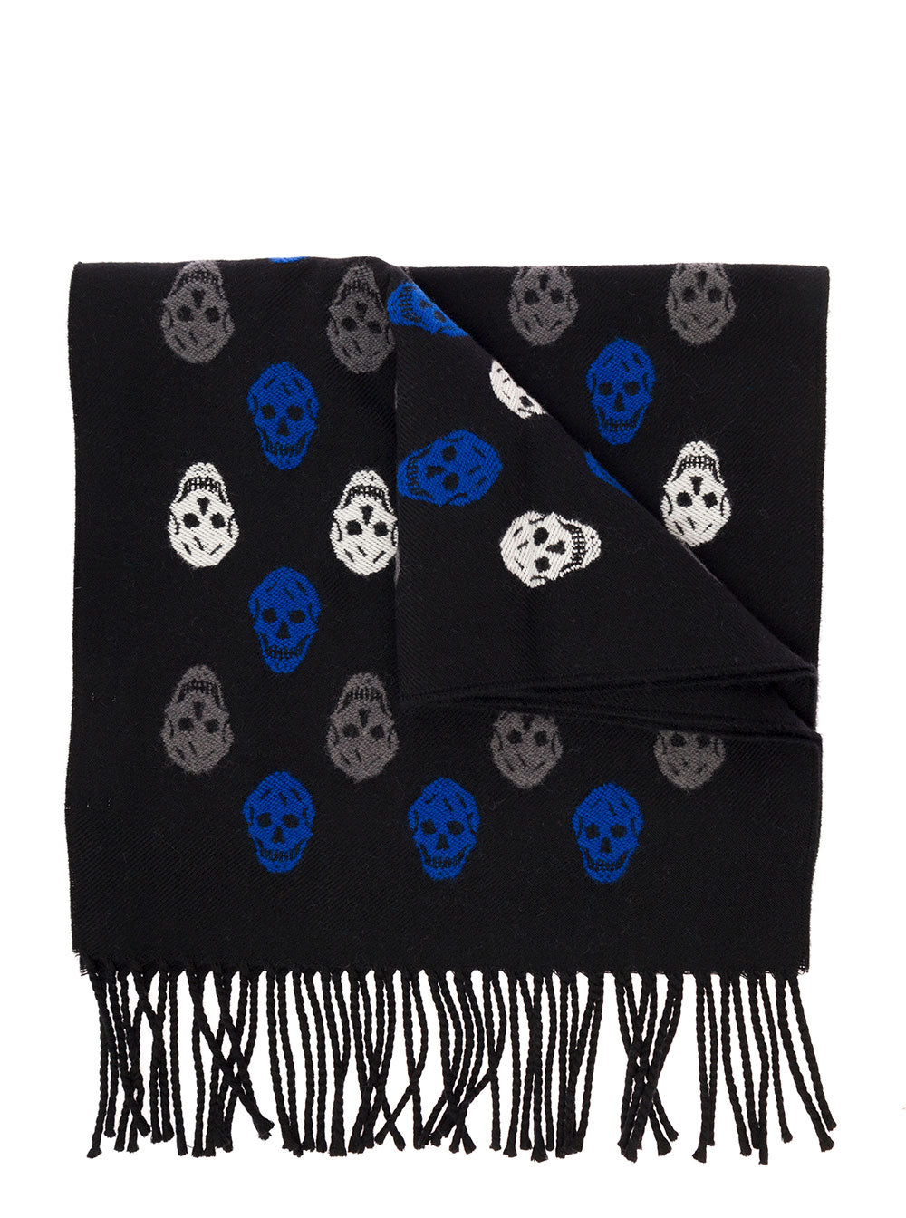 Reversible Skull Black And Beige Wool Scarf Alexander Mcqueen Man T Polyamide Scarfs Foulards
