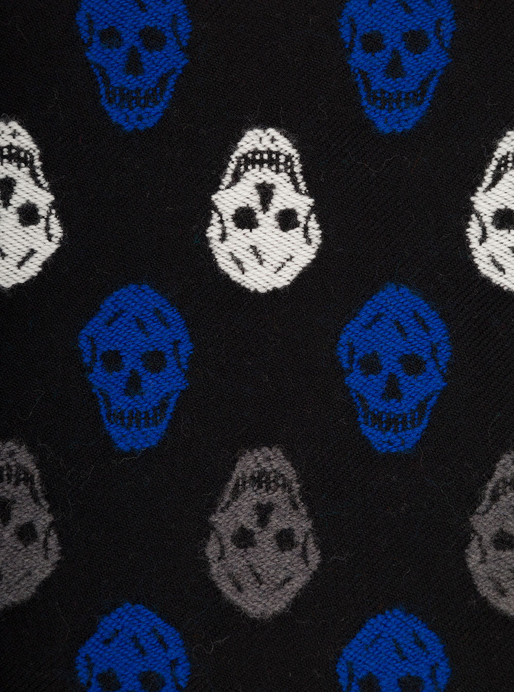 Reversible Skull Black And Beige Wool Scarf Alexander Mcqueen Man T Polyamide Scarfs Foulards