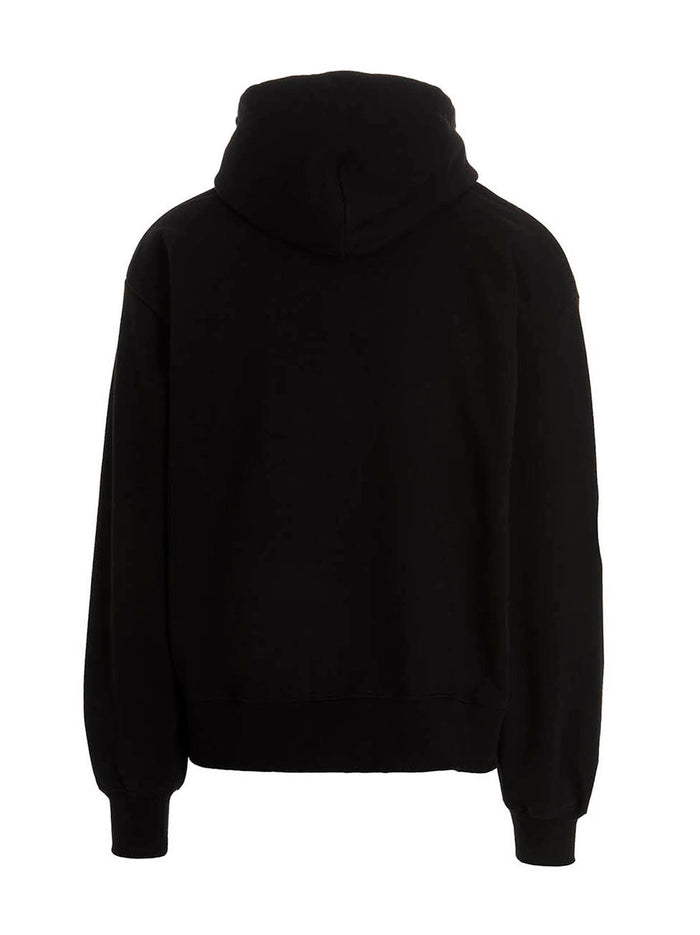 Waved Logo hoodie Black Cotton Sweatshirt