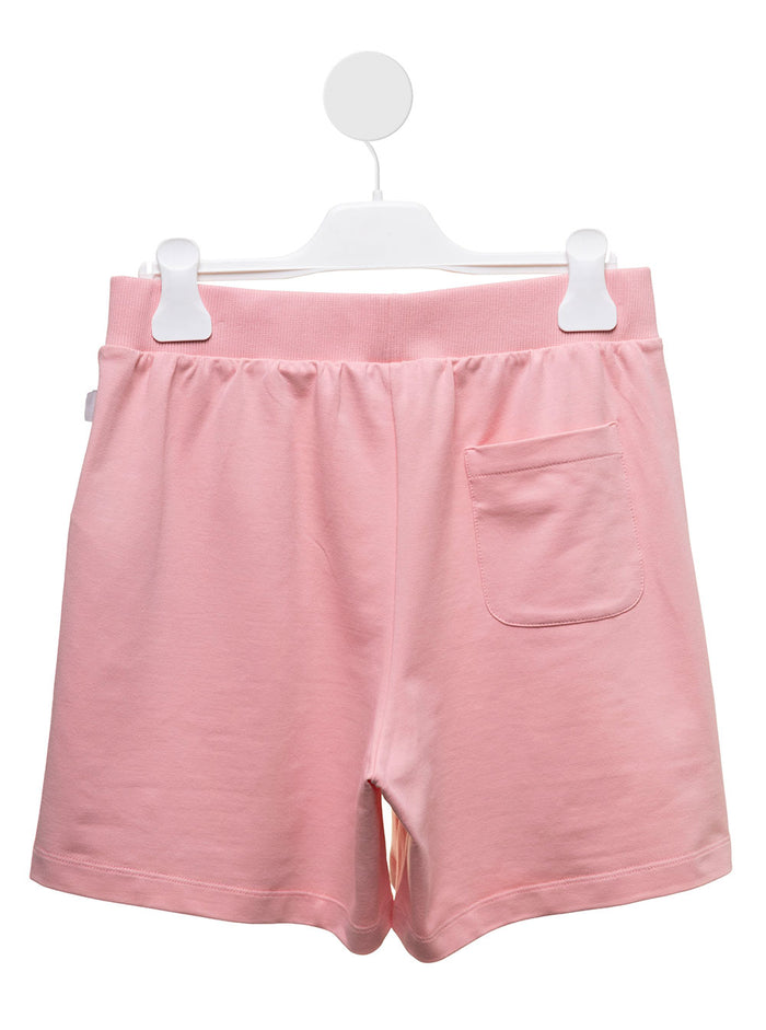 Gds Girls Pink Cotton Shorts With Logo Elastane And Bermuda