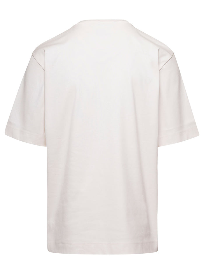 White Crewneck T-Shirt With Embossed Baguette Ff Detail Cotton Man Tshirts And Polo Shirts