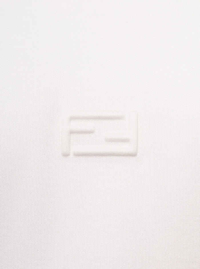 White Crewneck T-Shirt With Embossed Baguette Ff Detail Cotton Man Tshirts And Polo Shirts