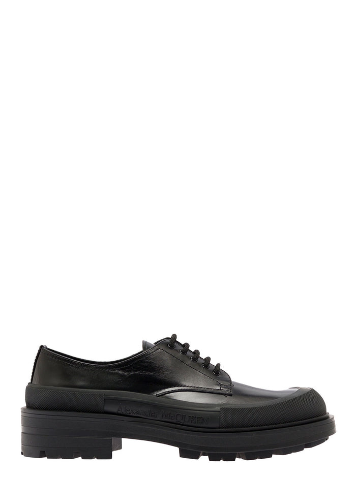 Black Derby Shoes Calf Leather Man Lace