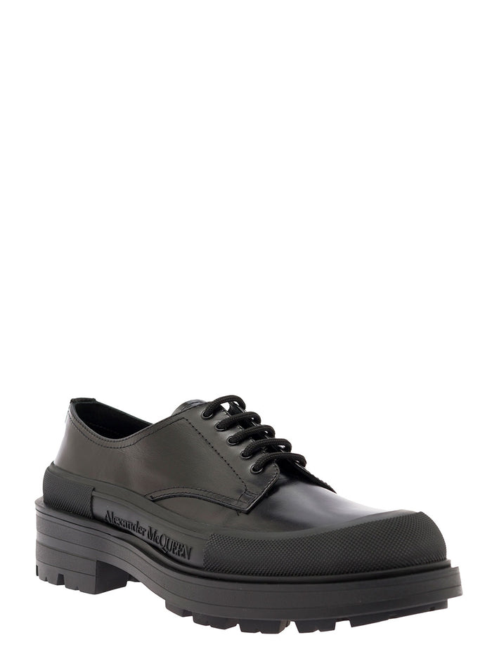 Black Derby Shoes Calf Leather Man Lace