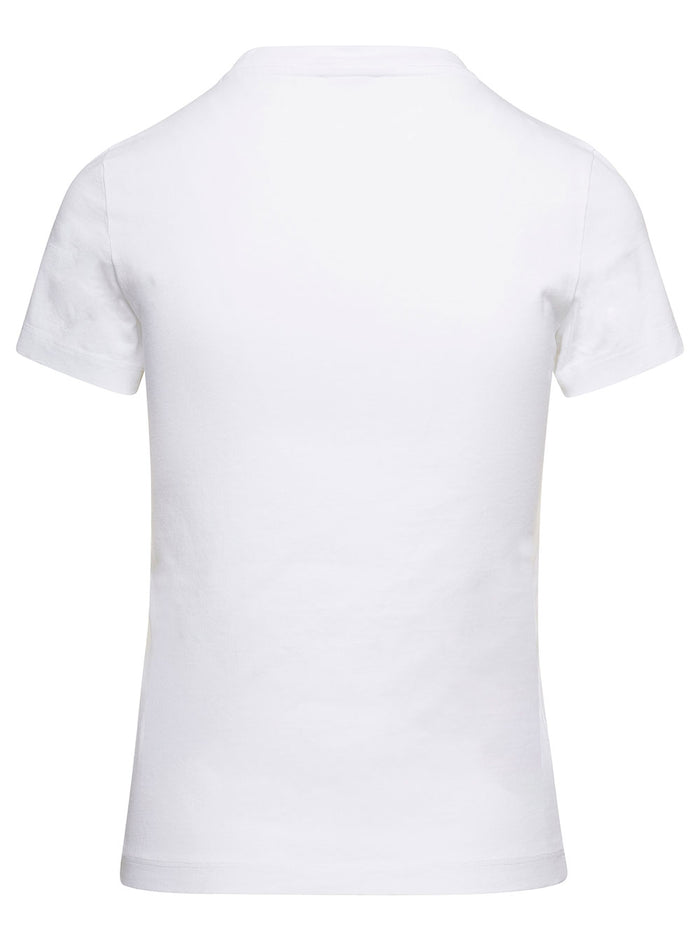 White Crewneck T-Shirt With Logo Embroidery Cotton Woman Tshirts And Polo Shirts