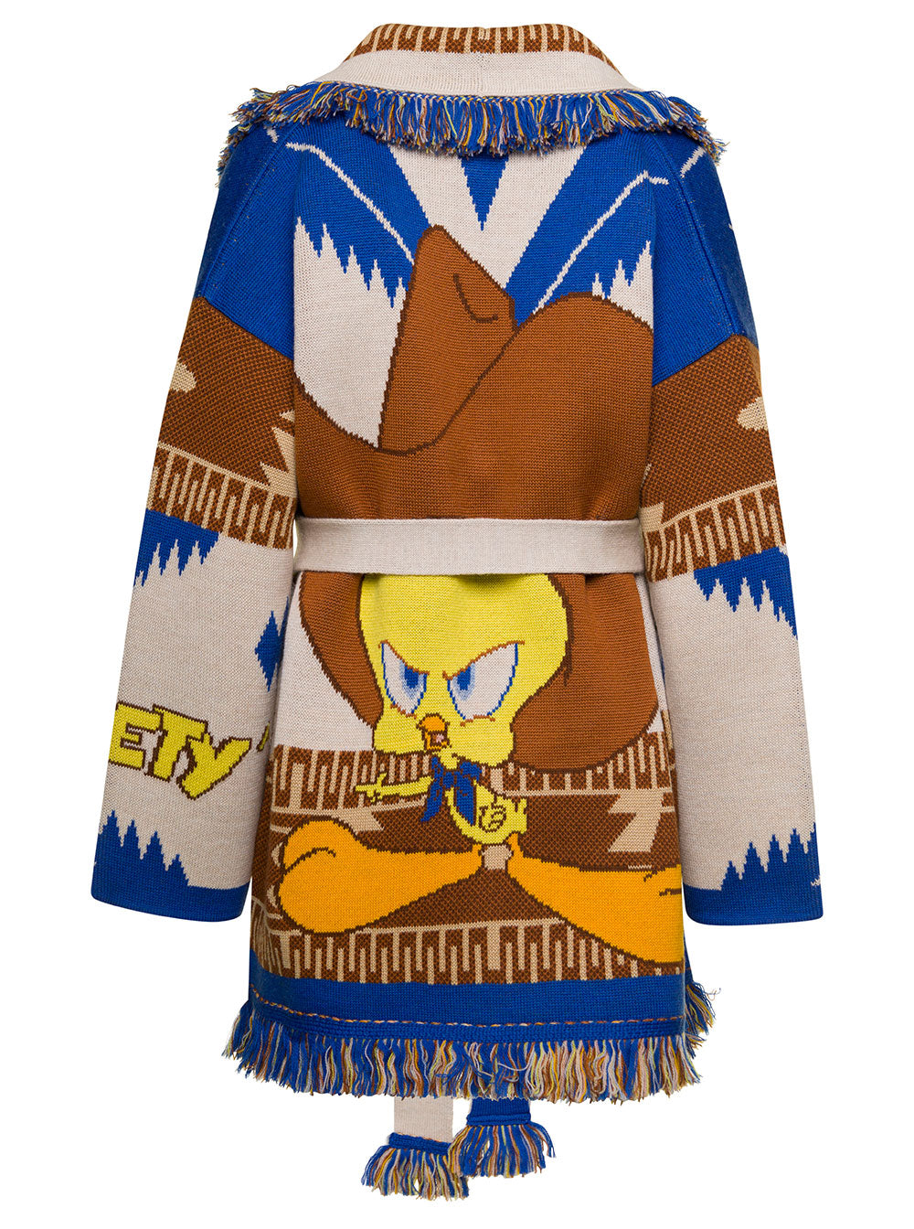 Icon Tweedy Cowboy Multicolor Jacquard Cardigan With Geometric Pattern Wool Woman Virgin Jersey
