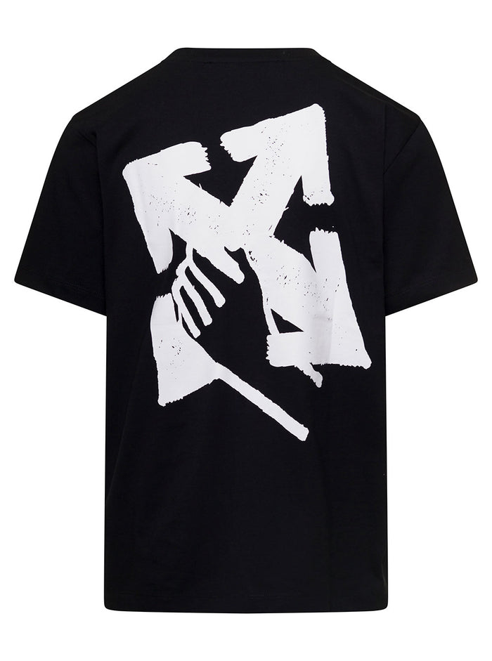 Black Crewneck T-Shirt With Contrasting Logo Print Cotton Man Tshirts And Polo Shirts