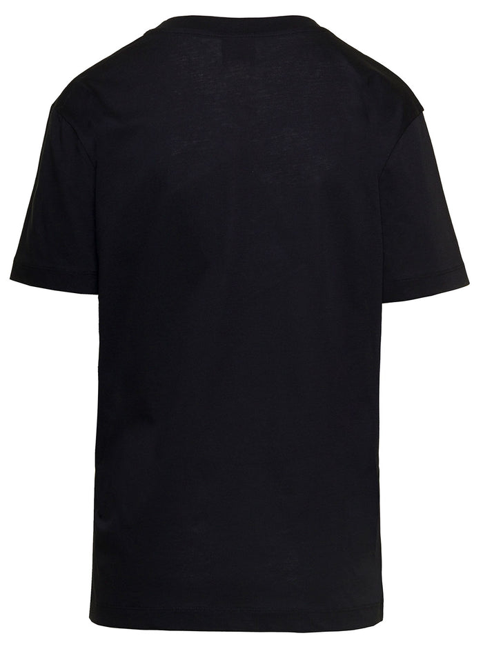 Patou Womans Black Cotton T-Shirt With Logo Print Tshirts And Polo Shirts