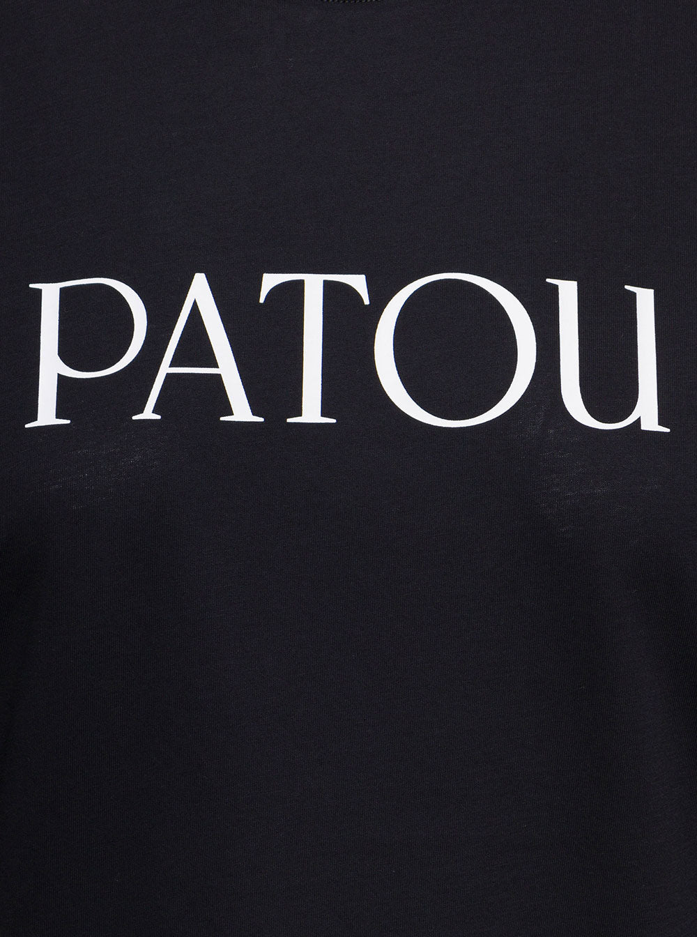 Patou Womans Black Cotton T-Shirt With Logo Print Tshirts And Polo Shirts