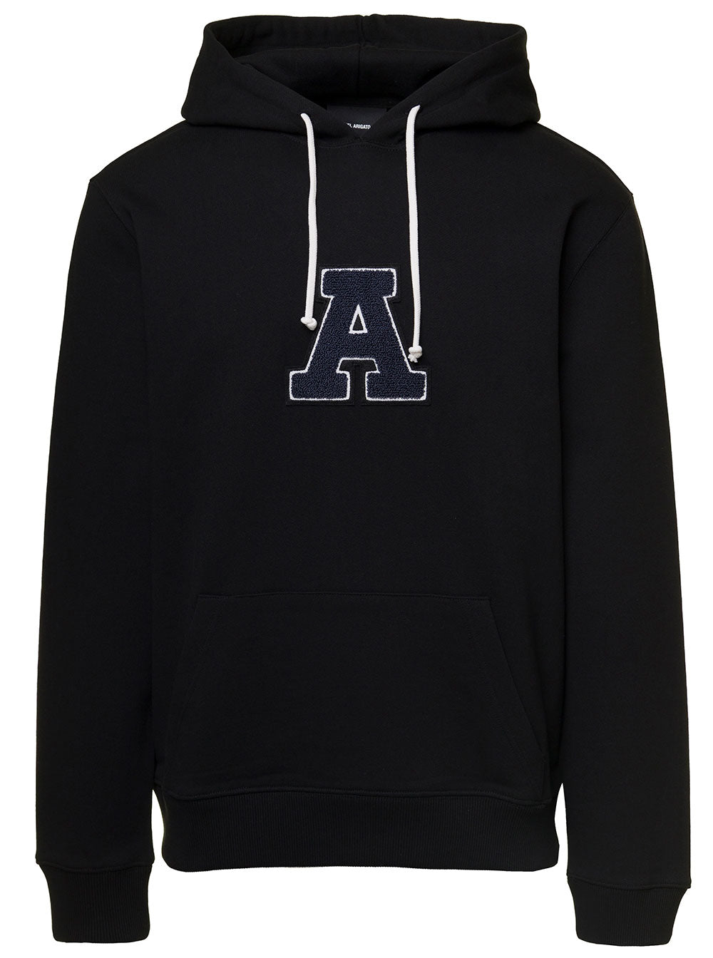 Black Hoodie With Logo Patch Cotton Man Sweatshirts