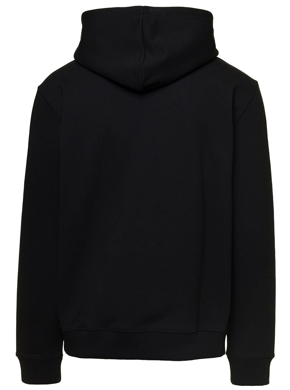 Black Hoodie With Logo Patch Cotton Man Sweatshirts