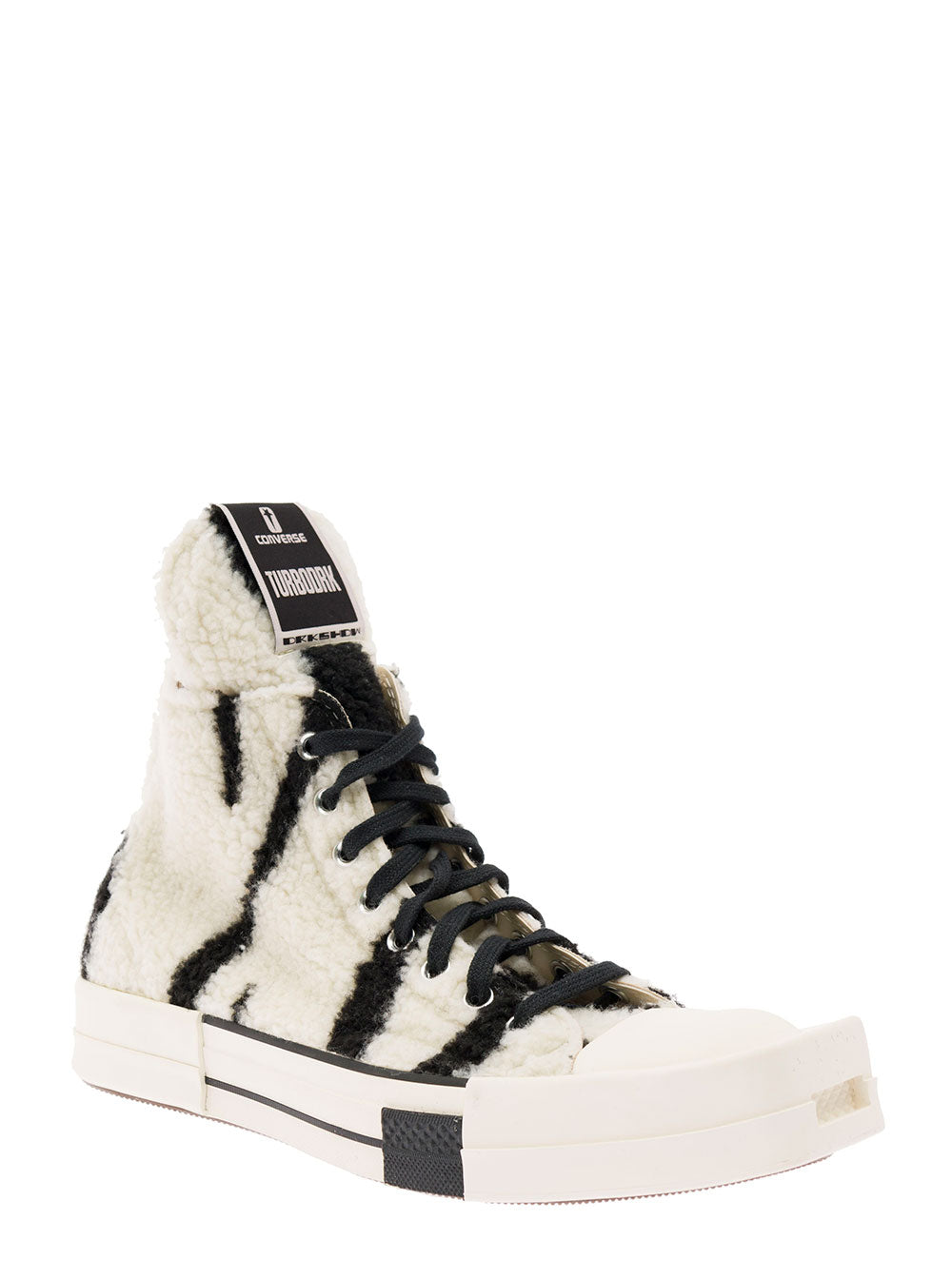 Black And White Shearling Sneakers Cotton Man