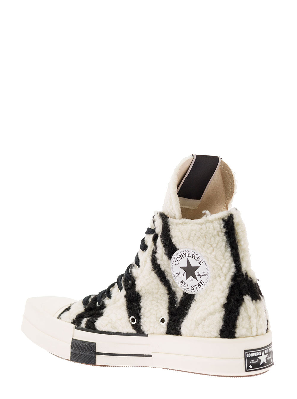 Black And White Shearling Sneakers Cotton Man