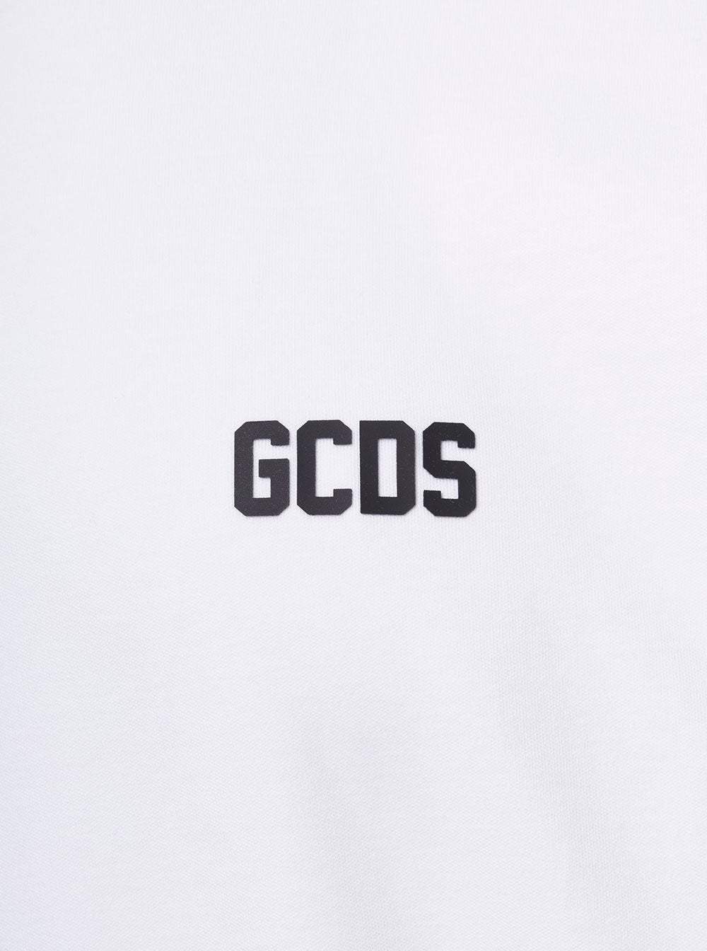 White Crewneck With Contrasting Logo Print Cotton Man Tshirts And Polo Shirts