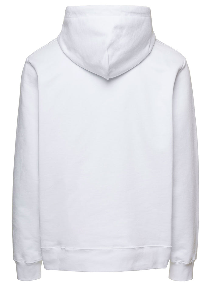 White Hoodie With Wirdo Terry Stitch Patch Cotton Man Sweatshirts