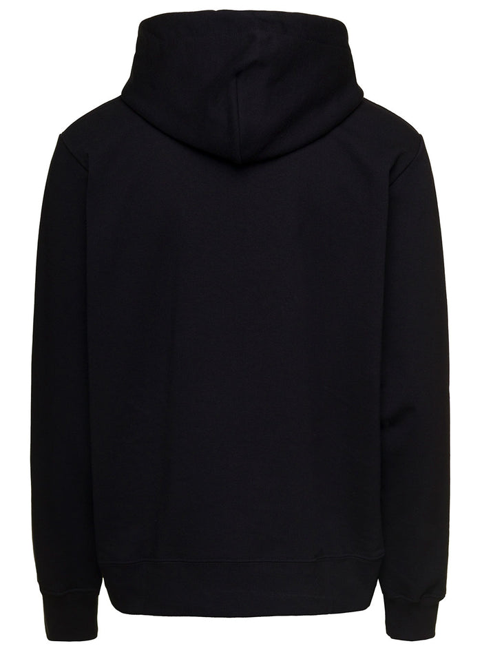 Black Hoodie With Wirdo Terry Stitch Patch Cotton Man Sweatshirts