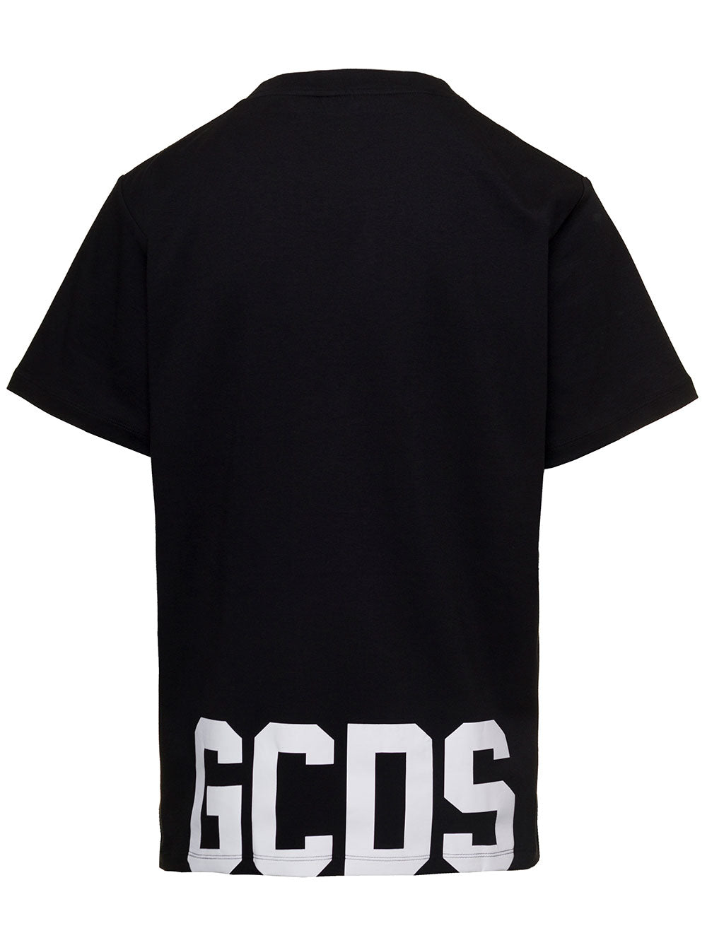 Black Crewneck With Contrasting Logo Print Cotton Man Tshirts And Polo Shirts