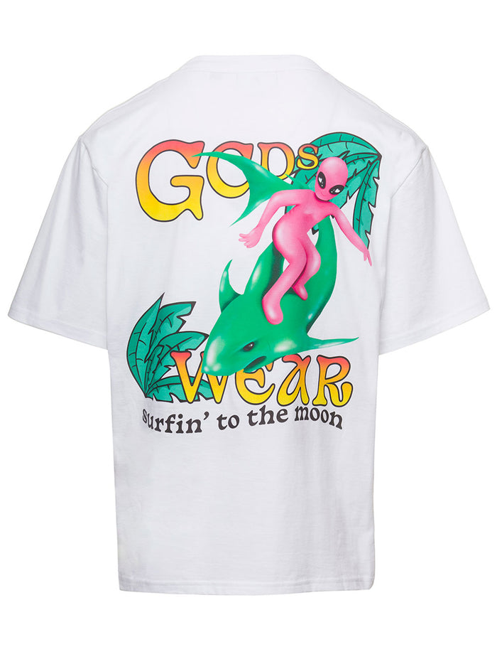 White T-Shirt With Graphic Print Cotton Man Tshirts And Polo Shirts