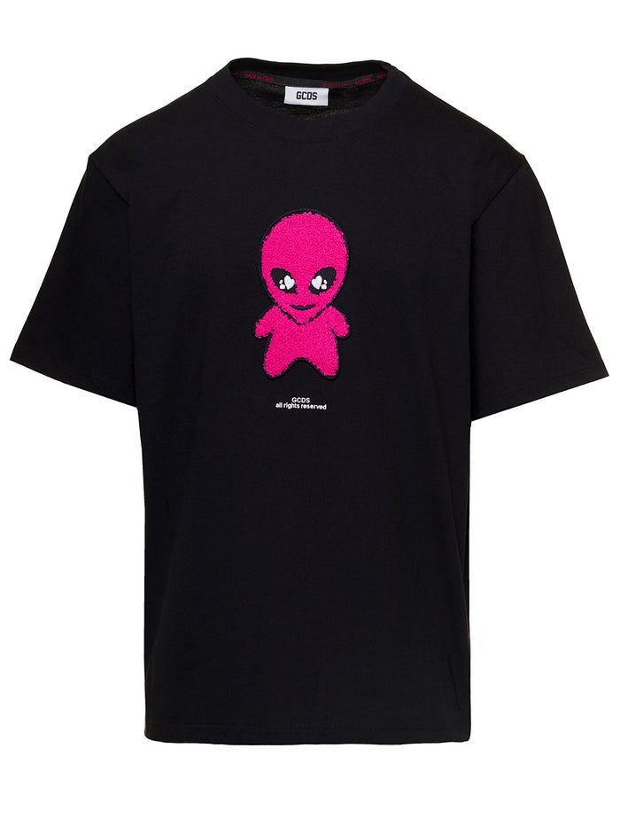 Black T-Shirt With Wirdo Terry Stitch Patch Cotton Man Tshirts And Polo Shirts