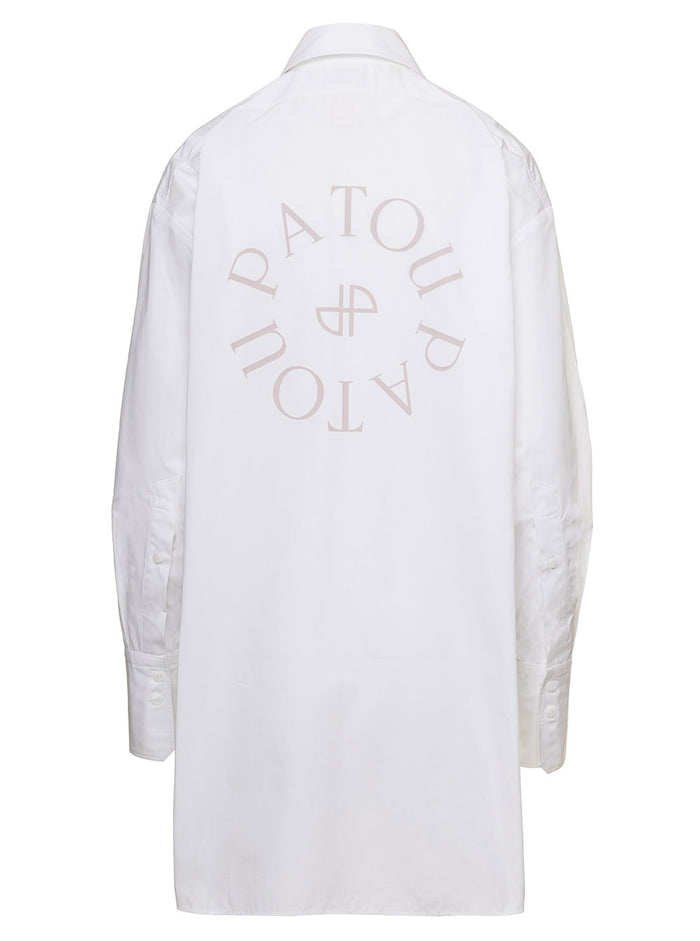 Mini White Shirt Dress With High Cuffs Cotton Woman