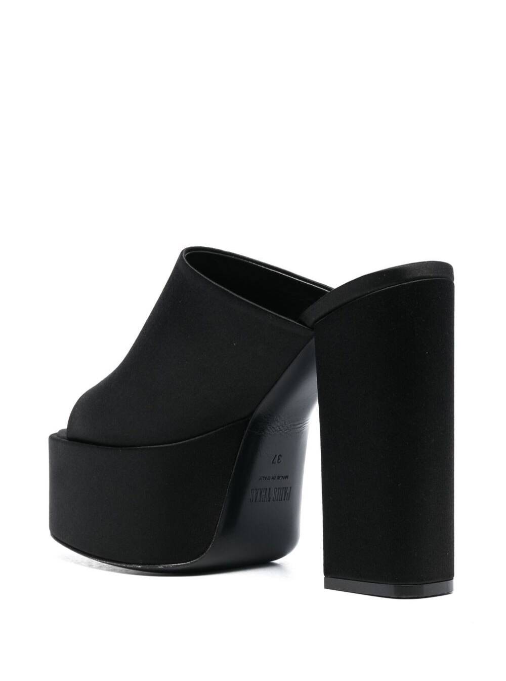 Black Mules With Oversized Platform Silk Woman Viscose Heels