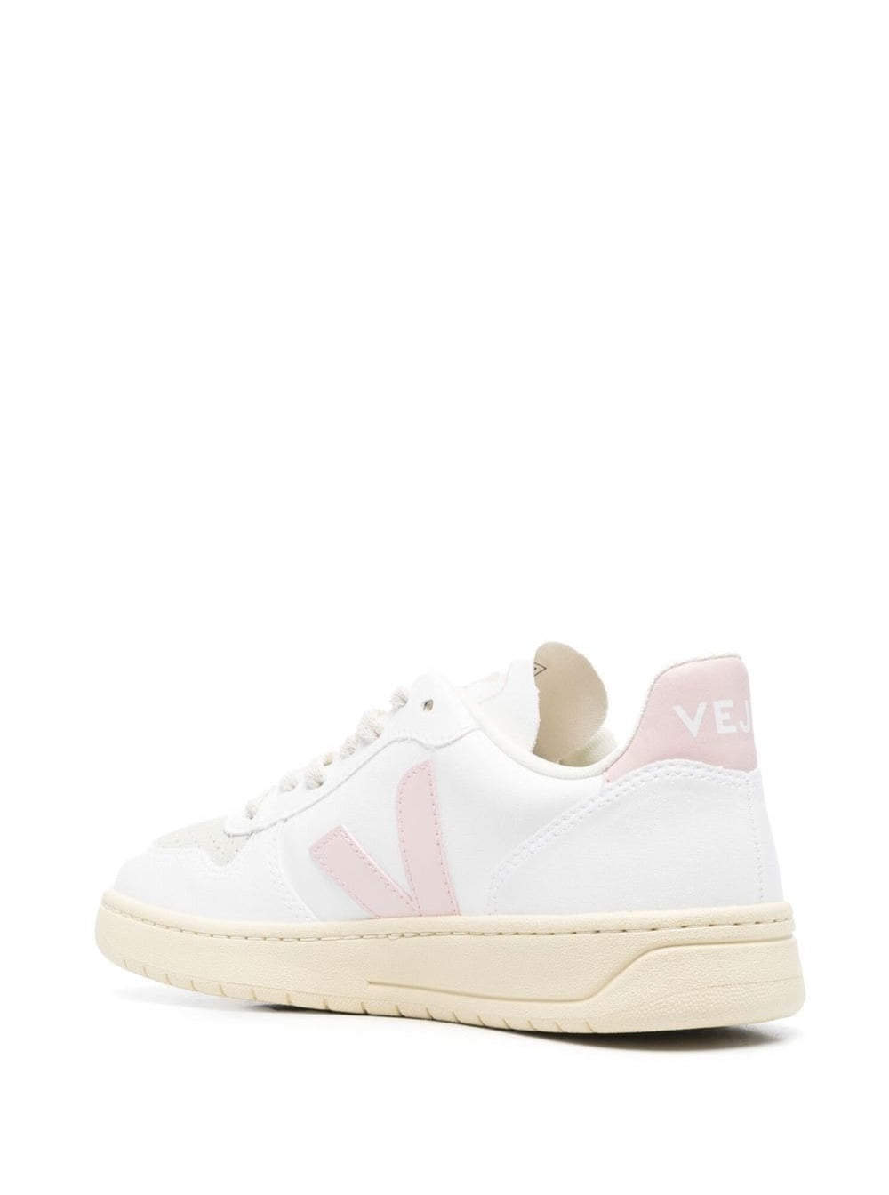 Sneakers V-10 With Logo White And Pink Leather Woman