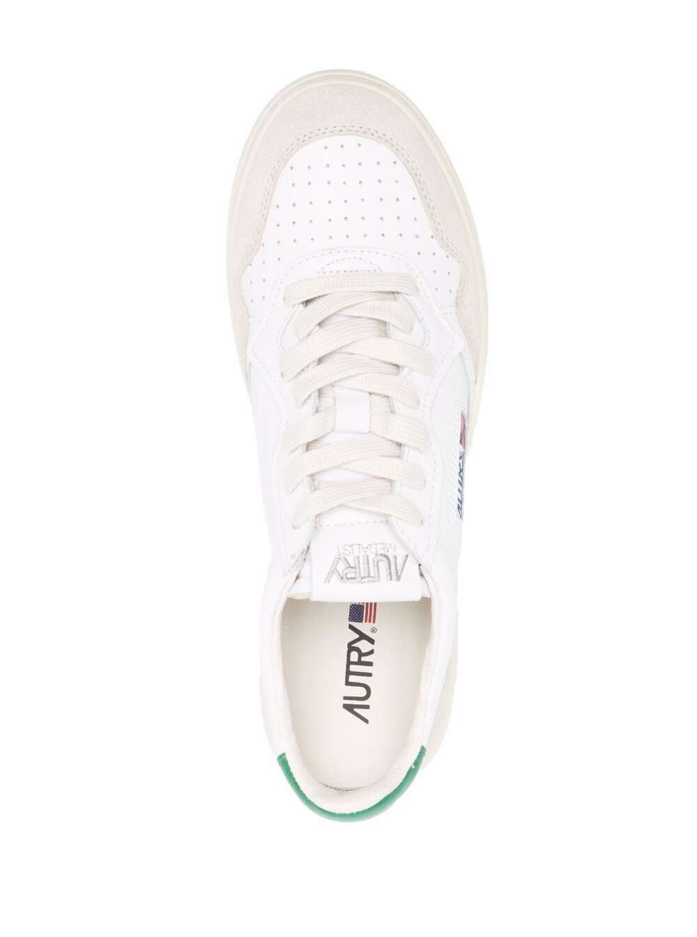 Medalist Low White Sneakers With Suede Inserts And Contrasting Heel Tab Leather Man Cow Nylon