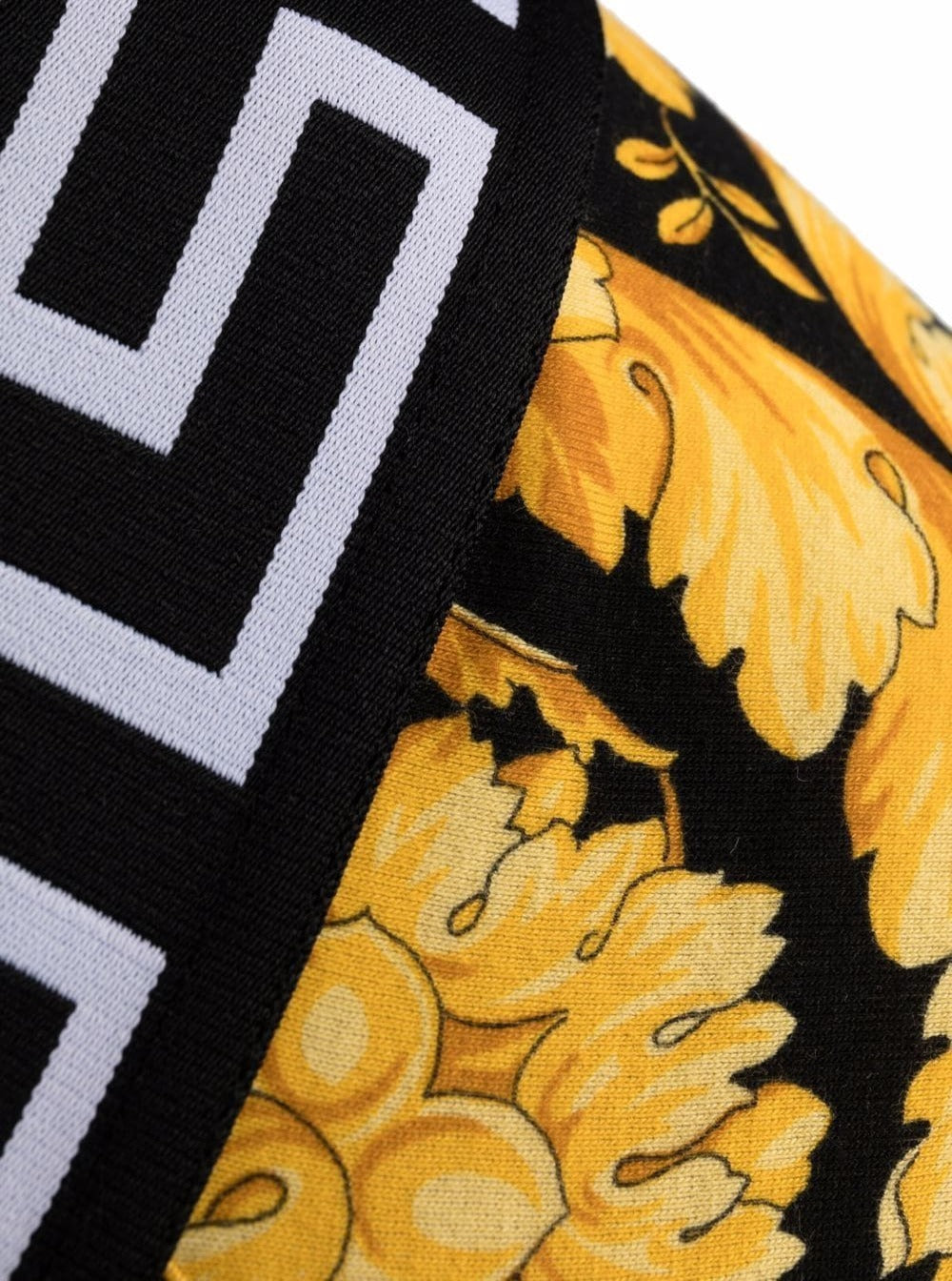 Black And Yellow Boxer Briefs With Branded Waistband Barocco Print Stretch Cotton Man Elastan Underwear