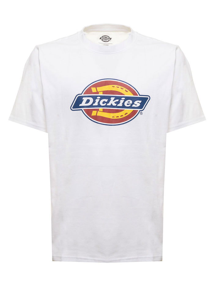 White Cotton T-Shirt With Logo Print Dickies Man Tshirts And Polo Shirts