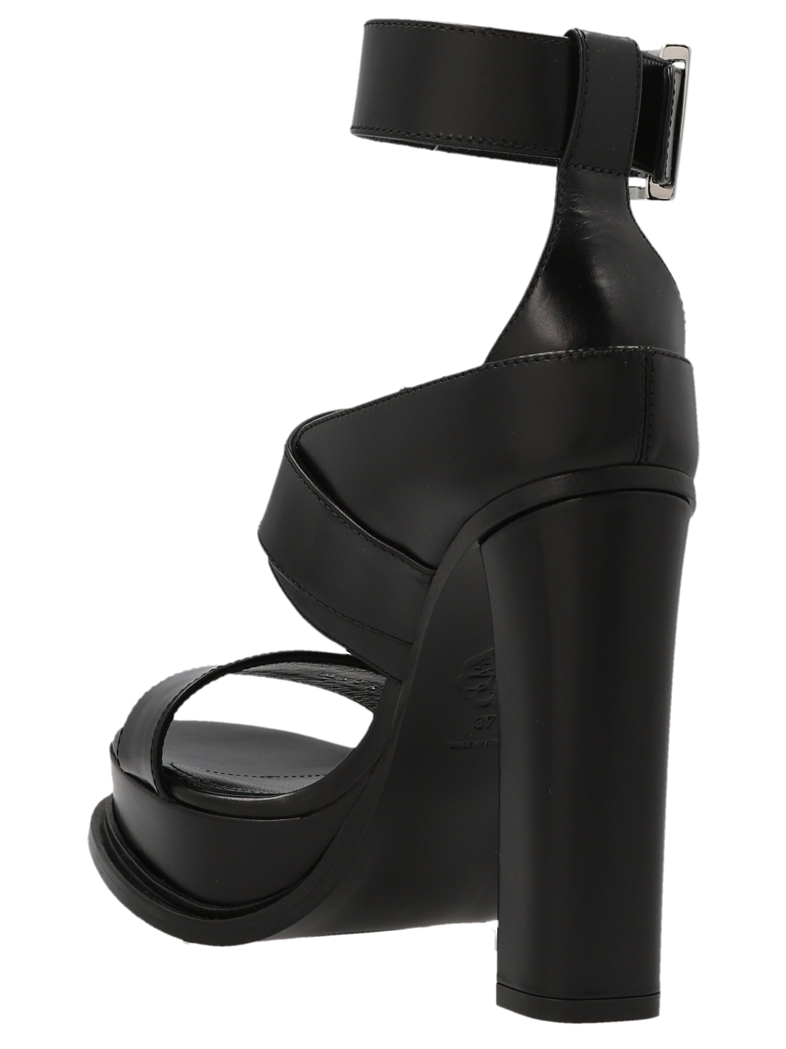 Straps Leather Sandals Black Calf (bos Taurus)