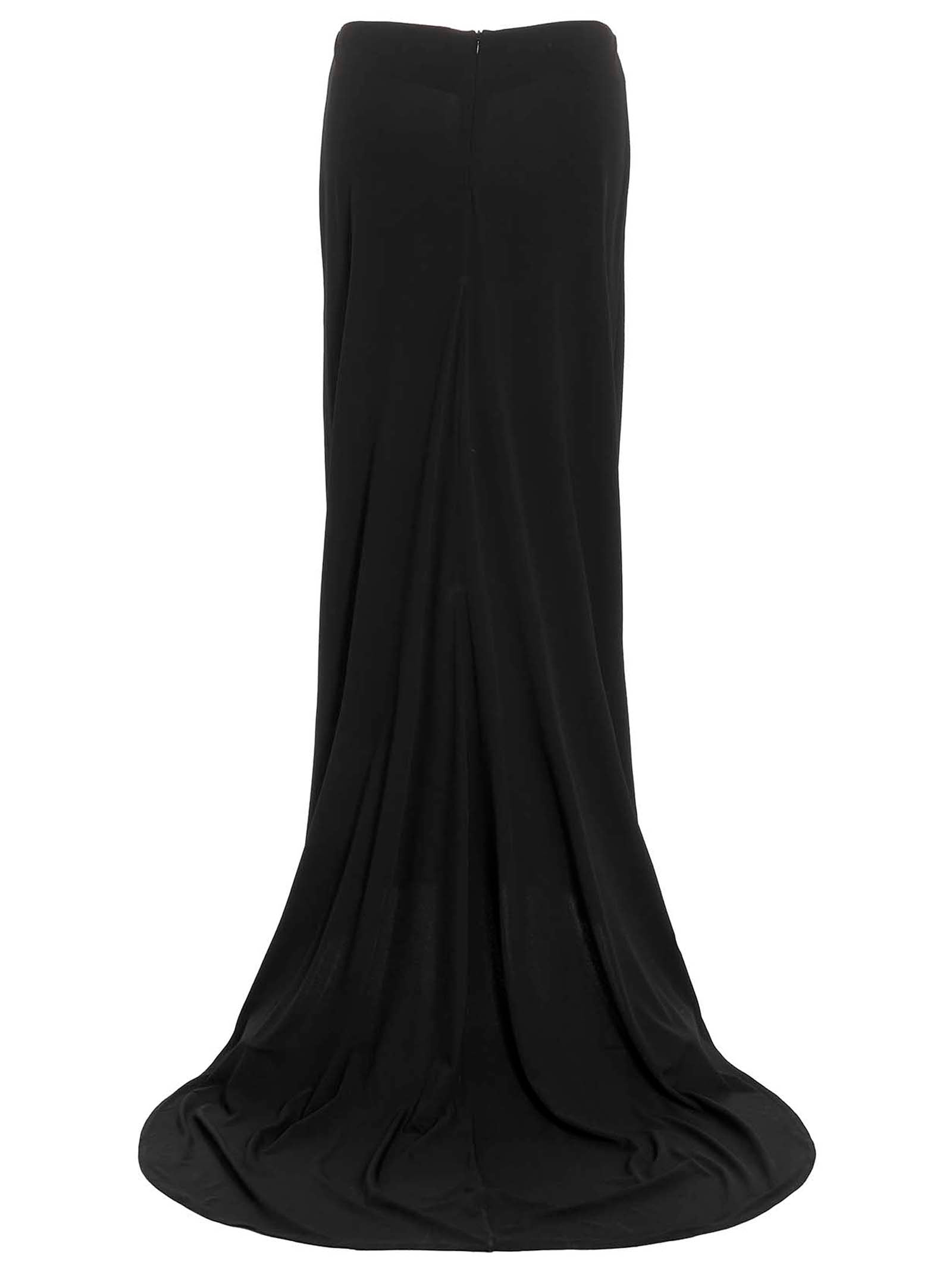 Asymmetrical Long Skirt Black Viscose Elastane