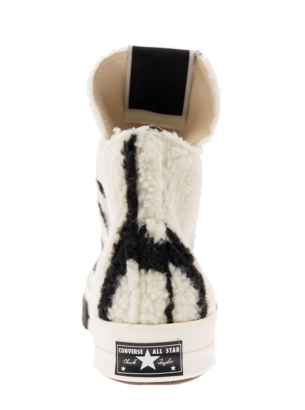 Black And White Shearling Sneakers Cotton Woman
