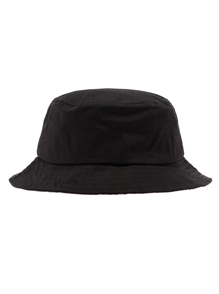 Black Bucket Hat With Embroidered Logo On The Front Cotton Man And Gloves