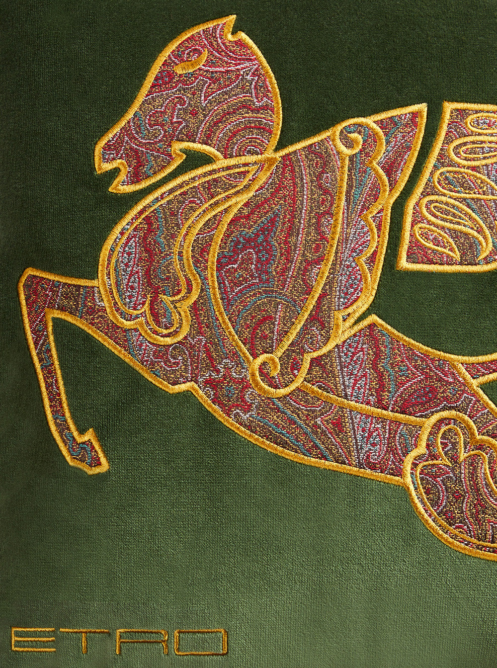 Green Cushion With Winged Horse Paisley Jacquard Fabric Home Cushions