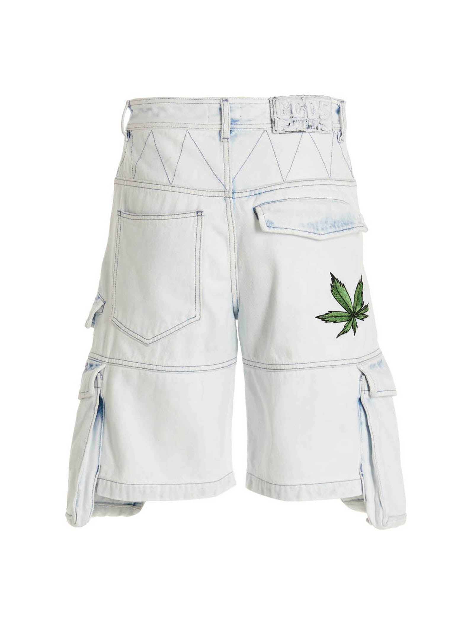 Bleached Embroidered Ultracargo bermuda shorts Light Blue Cotton Bermuda