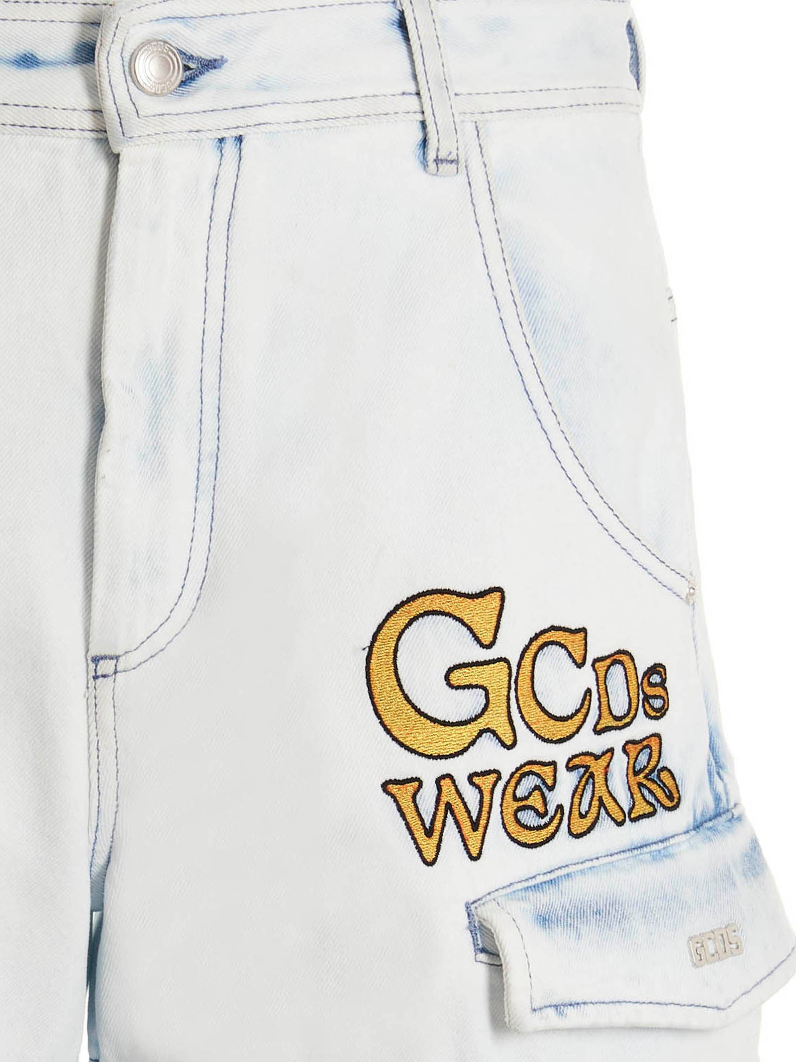 Bleached Embroidered Ultracargo bermuda shorts Light Blue Cotton Bermuda